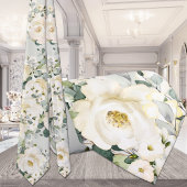Creamy White Peony Wedding Sage Green Floral ネクタイ