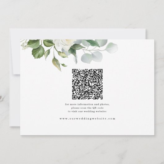 CreamyFloral Eucalyptus Script Calligraphy Wedding セーブザデート (裏面)