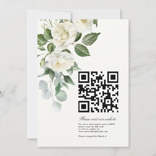 CreamyFloral Eucalyptus Script Calligraphy Wedding 招待状 (裏面)