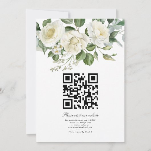 CreamyFloral Eucalyptus Script Calligraphy Wedding 招待状 (裏面)