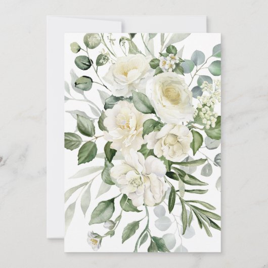 CreamyFloral Eucalyptus Script Calligraphy Wedding 招待状 (裏面)