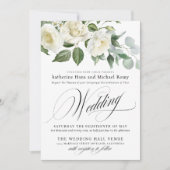 CreamyFloral Eucalyptus Script Calligraphy Wedding 招待状 (正面)