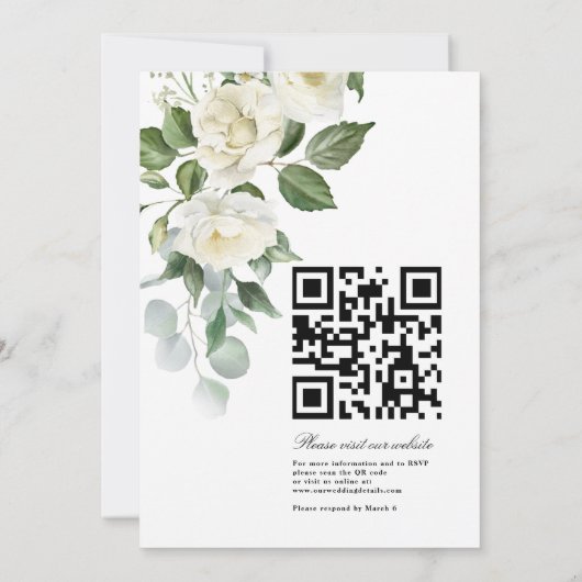 CreamyFloral Eucalyptus Script Calligraphy Wedding 招待状 (裏面)