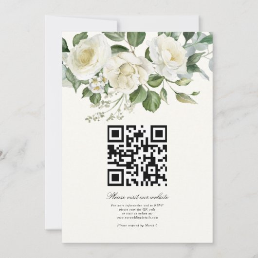 CreamyFloral Eucalyptus Script Calligraphy Wedding 招待状 (裏面)