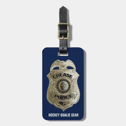 Crease Police (Hockey Goalie)荷物タグ ラゲッジタグ (正面縦)
