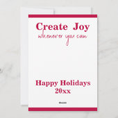 CreateとJoyと書かれたクリスマスホリデーシーズンの松の木のオーナメントを作って シーズンカード (裏面)