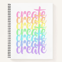 "Create" パステルレインボー ワード ノートブック