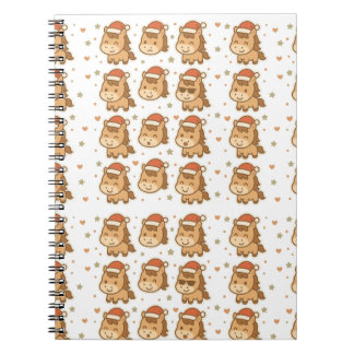 Create a cute horse wearing a tiny Christmas hat ノートブック