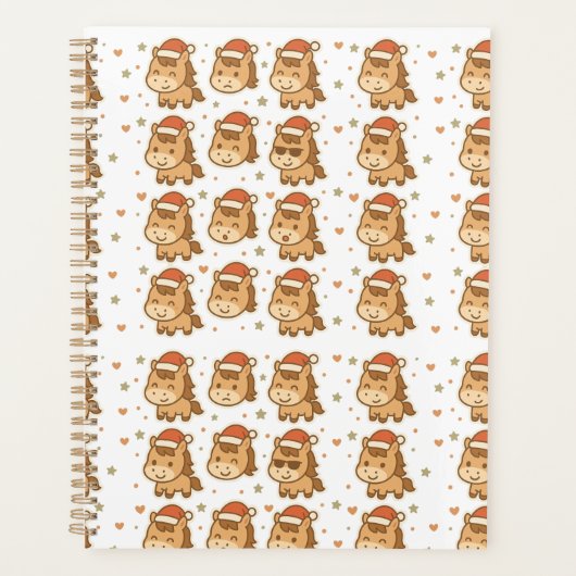 Create a cute horse wearing a tiny Christmas hat プランナー手帳 (正面)