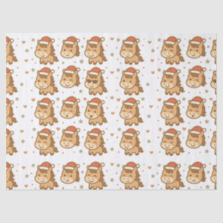 Create a cute horse wearing a tiny Christmas hat 薄葉紙