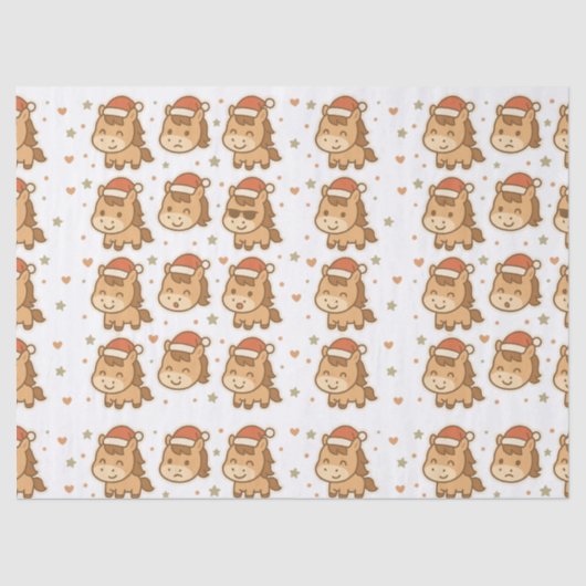 Create a cute horse wearing a tiny Christmas hat 薄葉紙 (正面)