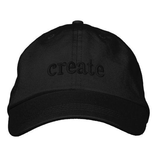 'Create' Black on Black Embroidered Monochrome  刺繍入りキャップ (正面)
