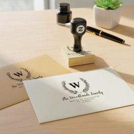 Create Family Name, Rustic Monogram Return Address ラバースタンプ