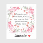 Create In Me Psalm 51:10ピンクのフローラクリスチャン シール (シート)