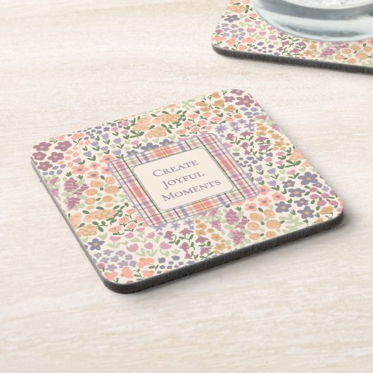 Create Joyful Moments Floral Plaid Coaster Set コースター (左側)