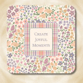 Create Joyful Moments Floral Plaid Coaster Set コースター