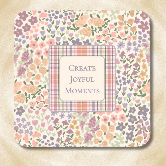 Create Joyful Moments Floral Plaid Coaster Set コースター