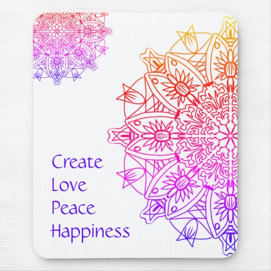 Create love peace happiness Mousepad マウスパッド (正面)