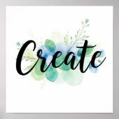 "Create" Modern Calligraphy with Watercolor Art ポスター (正面)