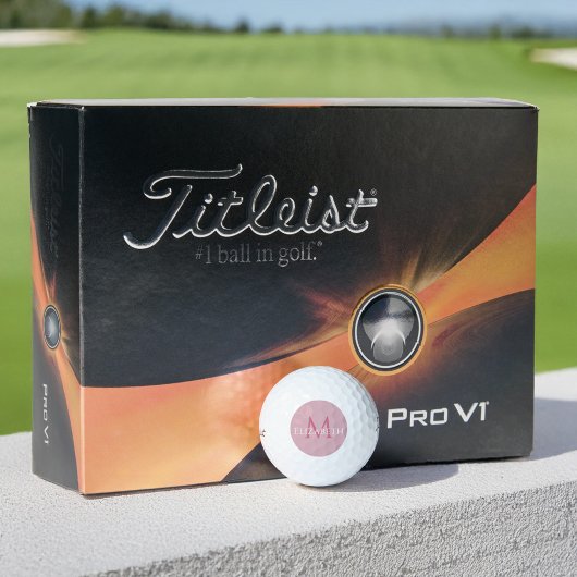 Create Monogram Name Initial Elegant Pink ゴルフボール