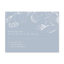 Create Own Dusty Blue White Magnolias RSVP