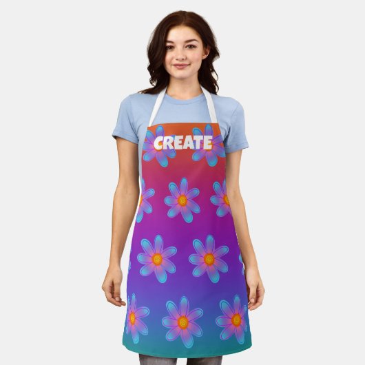 CREATE Rainbow Flowersエプロン エプロン (着用した状態)