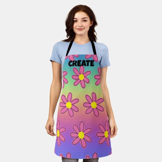 CREATE Rainbow Flowersエプロン エプロン (着用した状態)