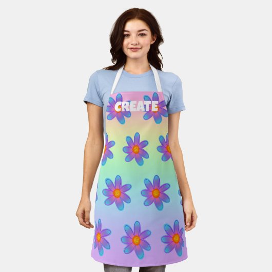 CREATE Rainbow Flowersエプロン エプロン (着用した状態)