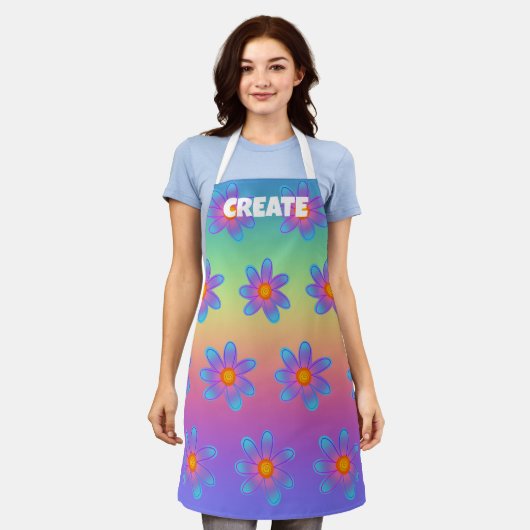 CREATE Rainbow Flowersエプロン エプロン (着用した状態)
