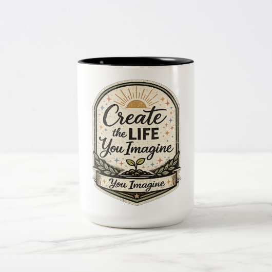 Create the Life You Imagine Inspirational Coffee M ツートーンマグカップ (中央)