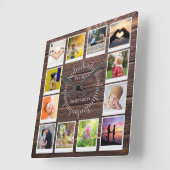 Create You Own Photo Collage 素朴 Wood Farmhouse スクエア壁時計 (傾斜)