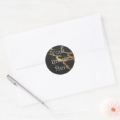 Create Your Black Marble Metallic Gold Faux Foil ラウンドシール (封筒)