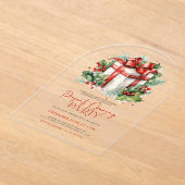 Create Your Christmas Present Opening Party Invite アクリル招待状 (レイダウン)