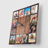 Create Your Custom Photo Collage Rustic Farmhouse スクエア壁時計 (傾斜)