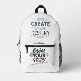 Create Your Destiny & Own Your Story Motivational  プリントバックパック