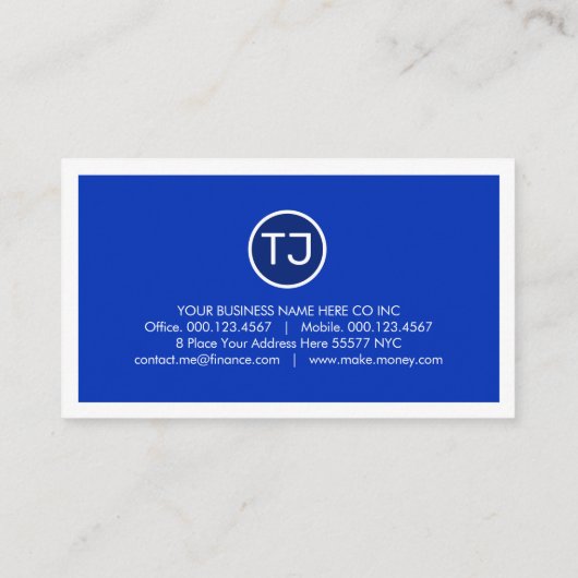 Create Your Monogram Blue White Layers 名刺 (裏面)