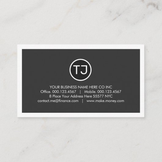 Create Your Monogram Grey White Layers 名刺 (裏面)