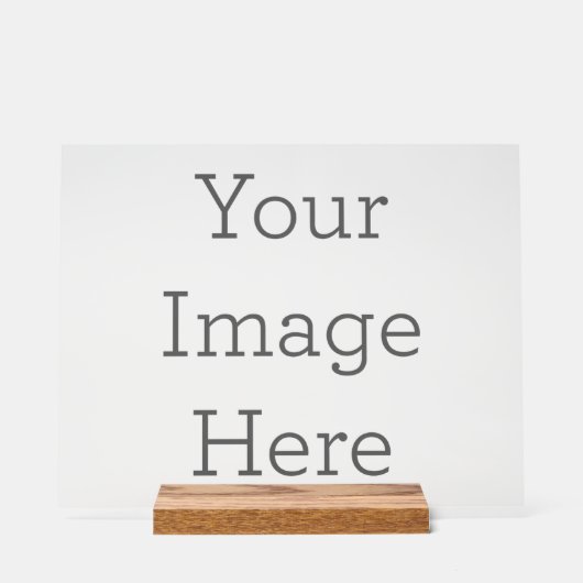 カスタム 27.9cm x 35.6cm アクリルサイン, ウッドブロック付き (正面)