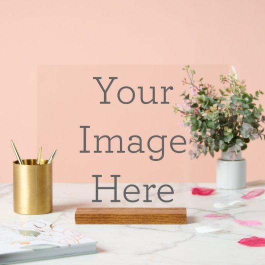 カスタム 27.9cm x 35.6cm アクリルサイン, ウッドブロック付き (ウェディング)