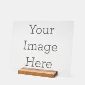 カスタム 27.9cm x 35.6cm アクリルサイン, ウッドブロック付き (傾斜)