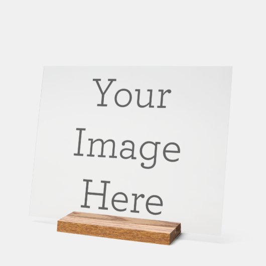カスタム 27.9cm x 35.6cm アクリルサイン, ウッドブロック付き (傾斜)