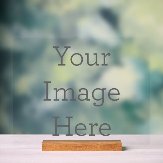 カスタム 27.9cm x 35.6cm アクリルサイン, ウッドブロック付き (ニュートラル)