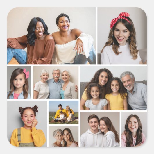 Create Your Own 10 Photo Collage スクエアシール (正面)