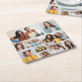 Create Your Own 10 Photo Collage スクエアペーパーコースター (アングル)