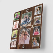 Create Your Own 10 Photo Collage Pallet Wood スクエア壁時計 (傾斜)