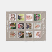Create Your Own 12 Family Photo Collage Taupe フリースブランケット (正面(横))