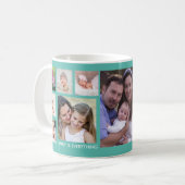 Create Your Own 13 Family Photo Collage Teal コーヒーマグカップ (正面左)
