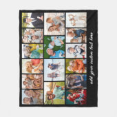 Create Your Own 16 Photo Collage Black フリースブランケット (正面)