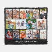 Create Your Own 16 Photo Collage Black フリースブランケット (正面(横))