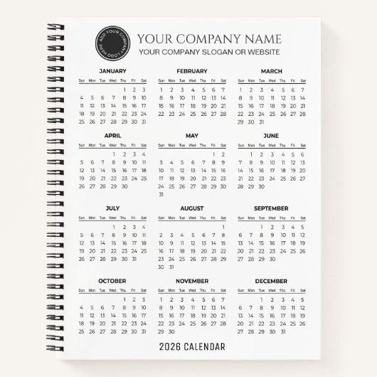 Create Your Own 2026 Company Calendar |  ノートブック (正面)